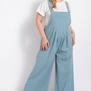 Brand New Ladies STone Colored Pintuck Detail Overalls with Side Pockets Size 2X